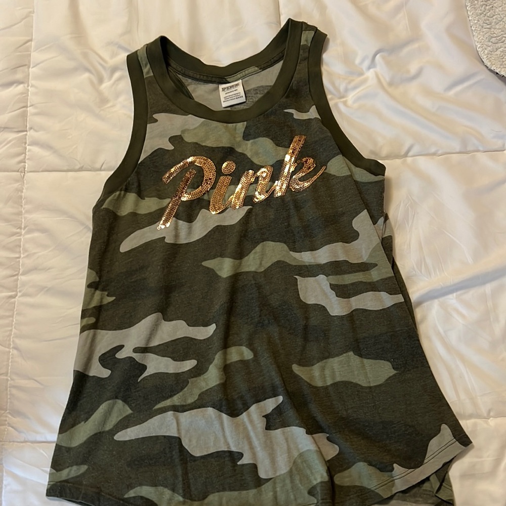 Pink VS camo bling tank